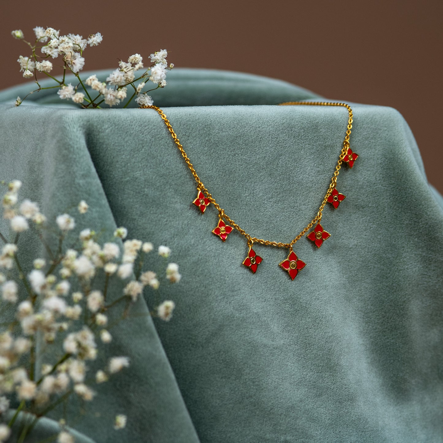 Red Flower Necklace